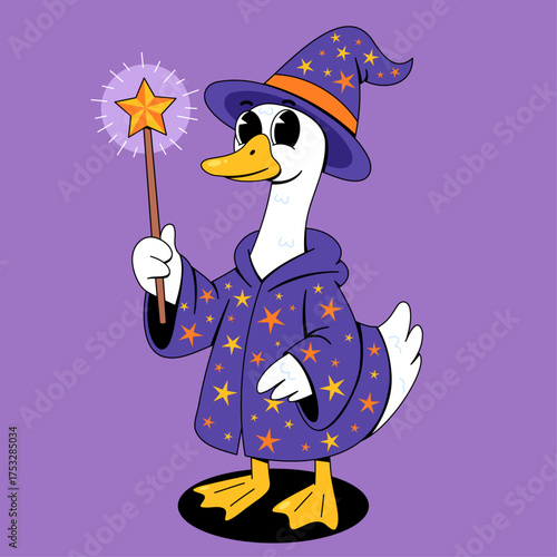 Whimsical Wizard Duck with Magic Wand