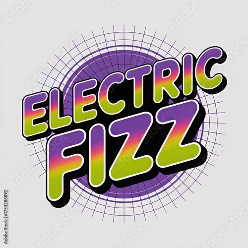 Electric Fizz Retro Design with Bright Neon Colors and 80s Aesthetic Perfect for Party Invitations and Branding