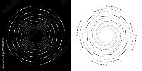 Set of halftone dots gradient pattern texture isolated on white background. Straight dotted spots using halftone circle dot raster texture. Vector blot half tone collection.