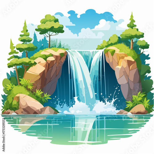Tosender Wasserfall in tropischem Dschungel