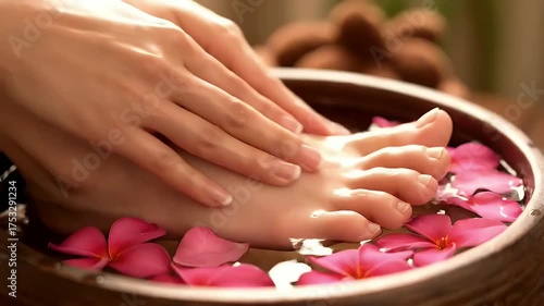 Foot Spa Relaxation With Flower Petals