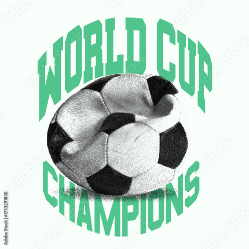 A realistic 3D soccer ball rests on the green grass of a competition field, a universal symbol of the world sport. make this artwork for t-shirt, sweatshirt graphics. 