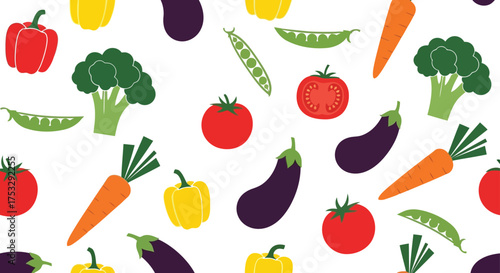 Colorful fresh vegetables pattern seamless organic food healthy eating design vector