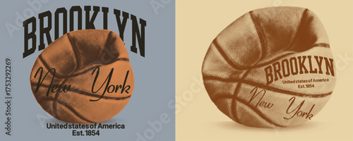 Volleyball brooklyn tee shirt design with sport and basketball theme illustration