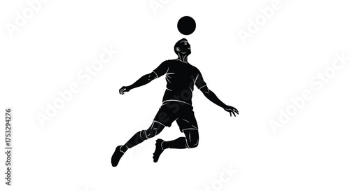 Dynamic Soccer Player Heading Ball Silhouette Illustration
