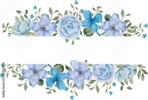 soft blue floral watercolor frame