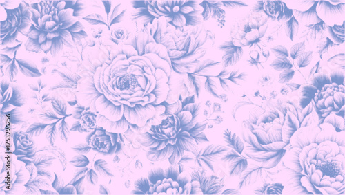 Delicate Floral Pattern: An exquisite display of artistic floral design, featuring intertwined blossoms and leaves in a soft pastel hue, bringing a sense of elegance and spring.