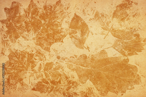 Grunge artistic background with autumn leaves. Perfect vintage fall texture.