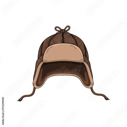Cozy winter ushanka hat with ear flaps warm aviator trooper style for cold weather vector
