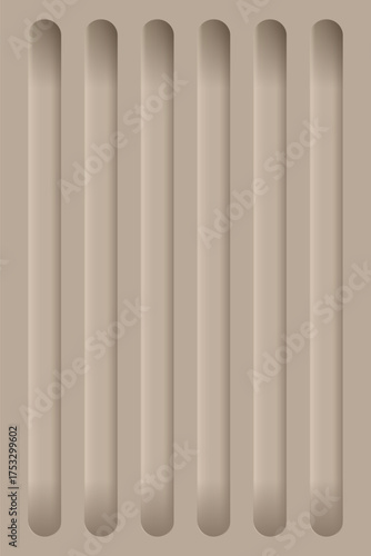 A beige sand brick texture with six vertical grooves. The smooth gradient lighting gives a natural depth and realistic surface feel. Ideal for use as wall texture, architectural material