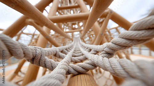 Perspective View of Twisted Ropes on a Climbing Structure