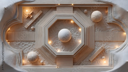 Minimalist Model of Modern Architectural Design with Warm Lights