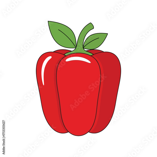 Vibrant red bell pepper fresh healthy vegetable isolated on white for cooking and nutrition vector