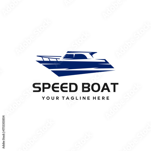 Blue Yacht Boat Logo Design Vector Symbol Illustration, icon.  Suitable for your design need, logo, illustration, animation, etc.