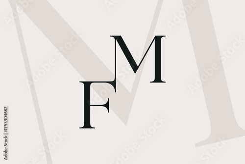 MF or FM letter logo icon design. Classic style luxury initials monogram.