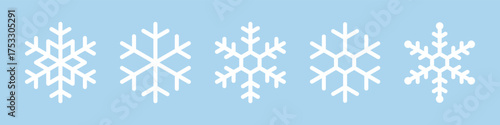 Snowflake icons set. Christmas and winter collection. Vector illustration.
