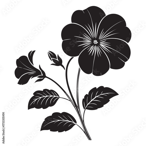 Elegant monochrome flower illustration for wedding invitations or branding projects, floral artistry