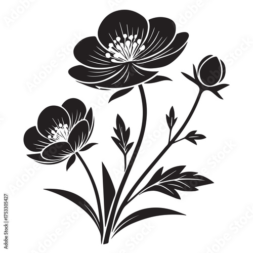 Elegant floral blossom design with striking silhouette, perfect for sophisticated invitations