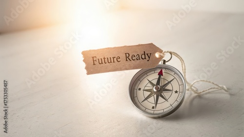 A Compass with Future Ready Tag in Bright Daylight