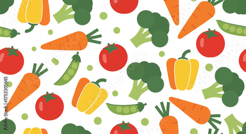 Vibrant healthy vegetables pattern fresh organic food seamless repeat design vector