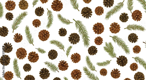 Botanical pattern watercolor berries and leaves autumn harvest fall decor surface design vector