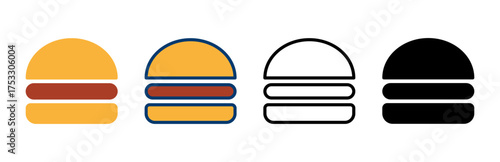 Hamburger icon vector isolated on white background. Burger and hamburger icon. Fast food vector icon