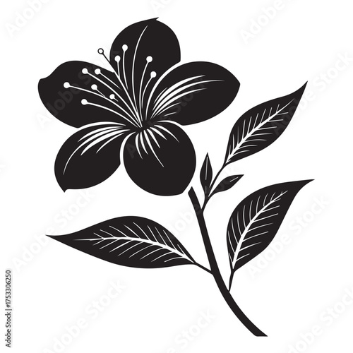 Elegant monochrome floral design element, perfect for sophisticated invitations and branding projects