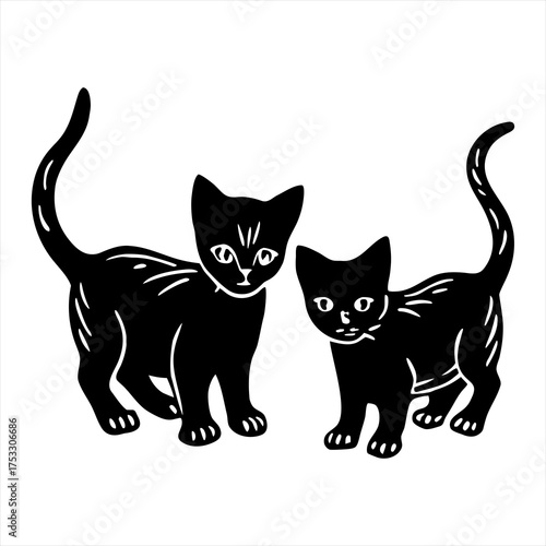 vector illustration of a black cat