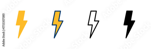 Lightning icon vector isolated on white background. Bolt icon vector. Energy and thunder electric icon