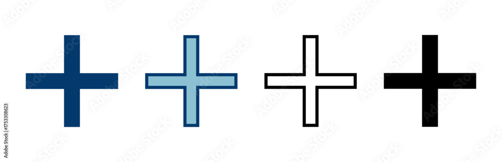Fototapeta premium Plus Icon vector isolated on white background. Add plus icon. Addition sign. Medical Plus icon