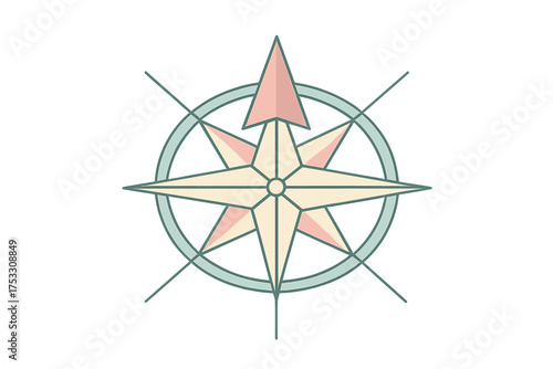 Modern Compass Rose. Isometric vector illustration set compass rose direction navigational: modern simplified compass rose, north