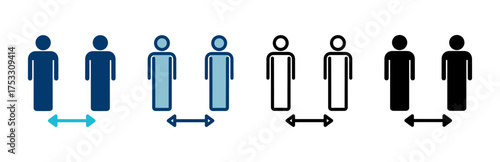Social distancing icon vector isolated on white background. Keep distance sign. Coronavirus. Social Distancing and Self Quarantine.