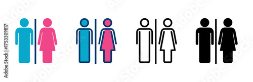 Toilet icon vector isolated on white background. Toilet sign. Man and woman restroom sign vector. Male and female icon