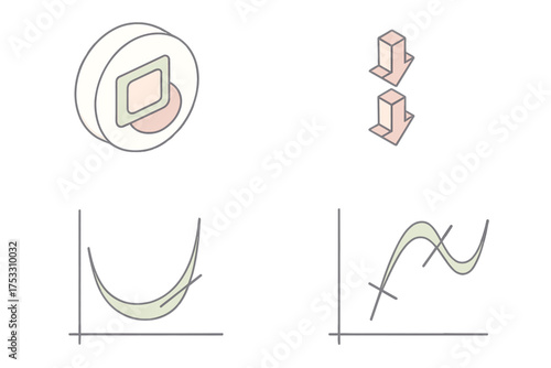 Chain Rule Diagram. Isometric vector illustration set Chain Rule Differentiation: nested functions diagram, derivative arrow steps