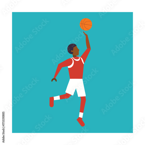 Basketball Player in Red Uniform Shooting Ball athlete