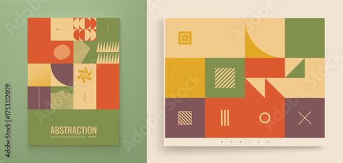Abstract geometrical pattern. Mosaic design. Cover design template. Collage. Vector illustration for poster, brochure, card, presentation, flyer or banner.