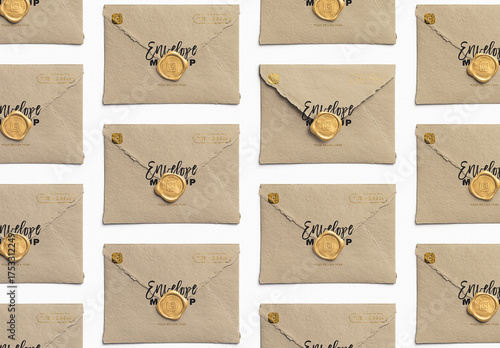 Handmade Envelope Layout with Wax Seal Mockup