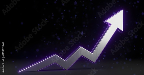Metallic Arrow Graph Showing Upward Growth and Business Success
