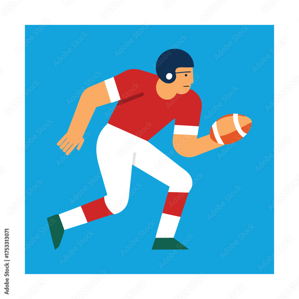 Fototapeta premium Football player running with striped ball athlete sport