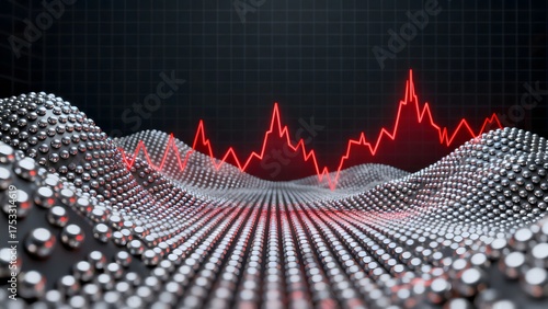 Wallpaper Mural Digital waveform over metallic spheres Torontodigital.ca