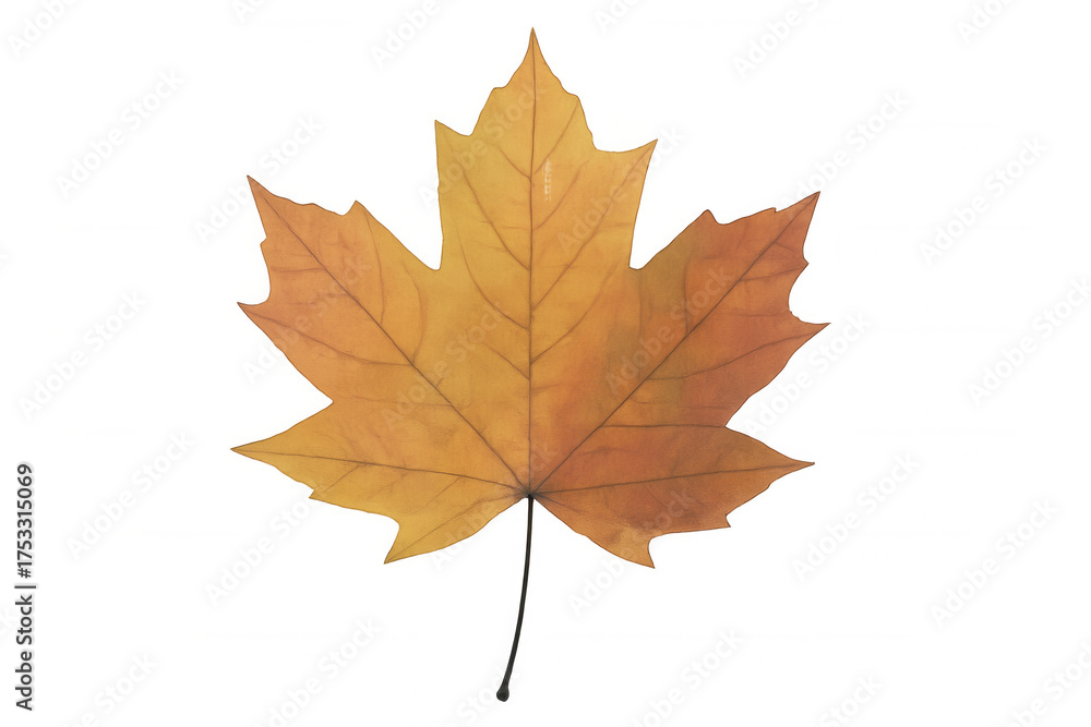 Fototapeta premium Autumn maple leaf showing changing fall colors, vibrant seasonal foliage on transparent background