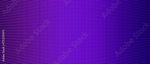 LED screen background. TV pixel panel light. Dotted display texture. Vector gradient pattern in purple and blue.