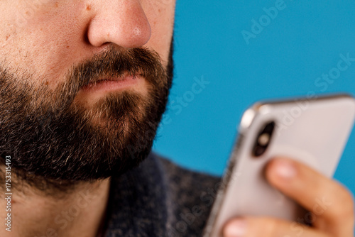 Close-up shot of a man with...