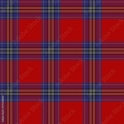 Red, Black, Yellow, White, Blue, Gray Tartan Weave Pattern - Tile