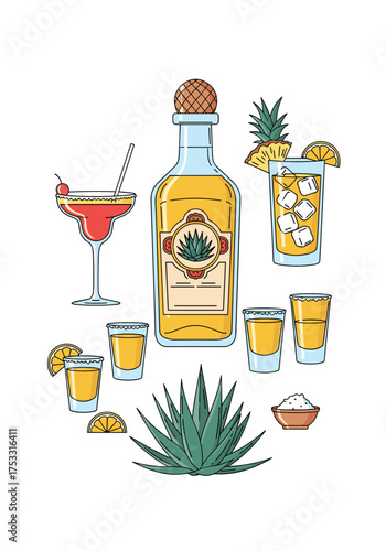 A celebratory collection of assorted alcoholic beverages and ingredients for a festive gathering.