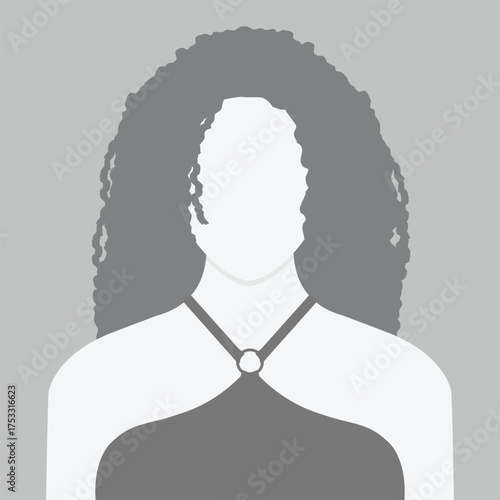 Monochrome simple gray avatar icon, default female avatar profile. Avatar for social media profiles. Vector