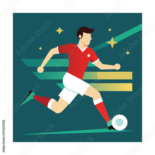 Soccer player kicking ball with abstract background Keywords: soccer, football, player, man