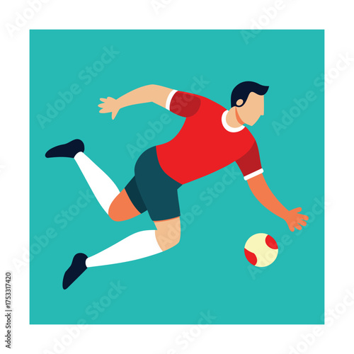 Soccer Player Lunging for Ball football sport