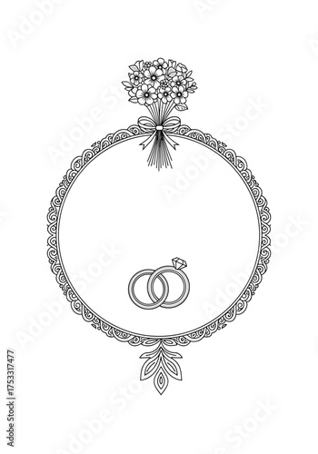 A magnificent circular diamond encrusted necklace adorning two intertwined rings.