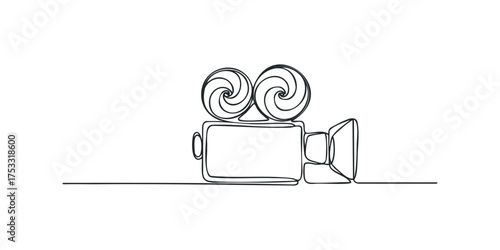 Vintage Film Camera One Line Drawing